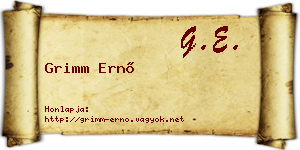 Grimm Ernő névjegykártya